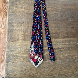 Looney Tunes Tazmanian Devil Warner Bros 100% Silk Neck Tie Hand Made